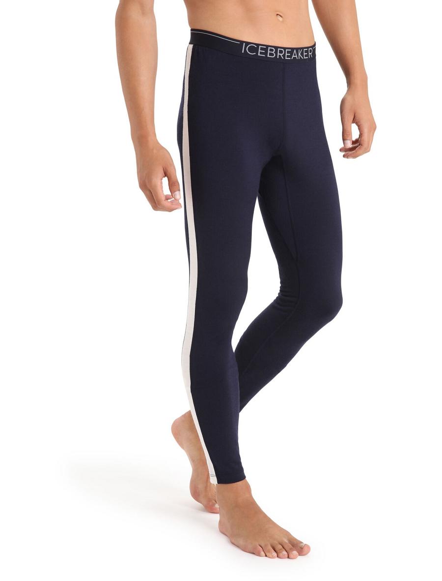 Base Layers Icebreaker Merino 200 Sonebula Thermal Leggings Męskie Granatowe Białe | PL 1582ZUTG